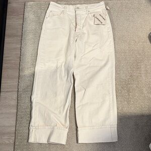 NWT Lil MOTHER Spitfire Ankle Cropped Cream Jeans